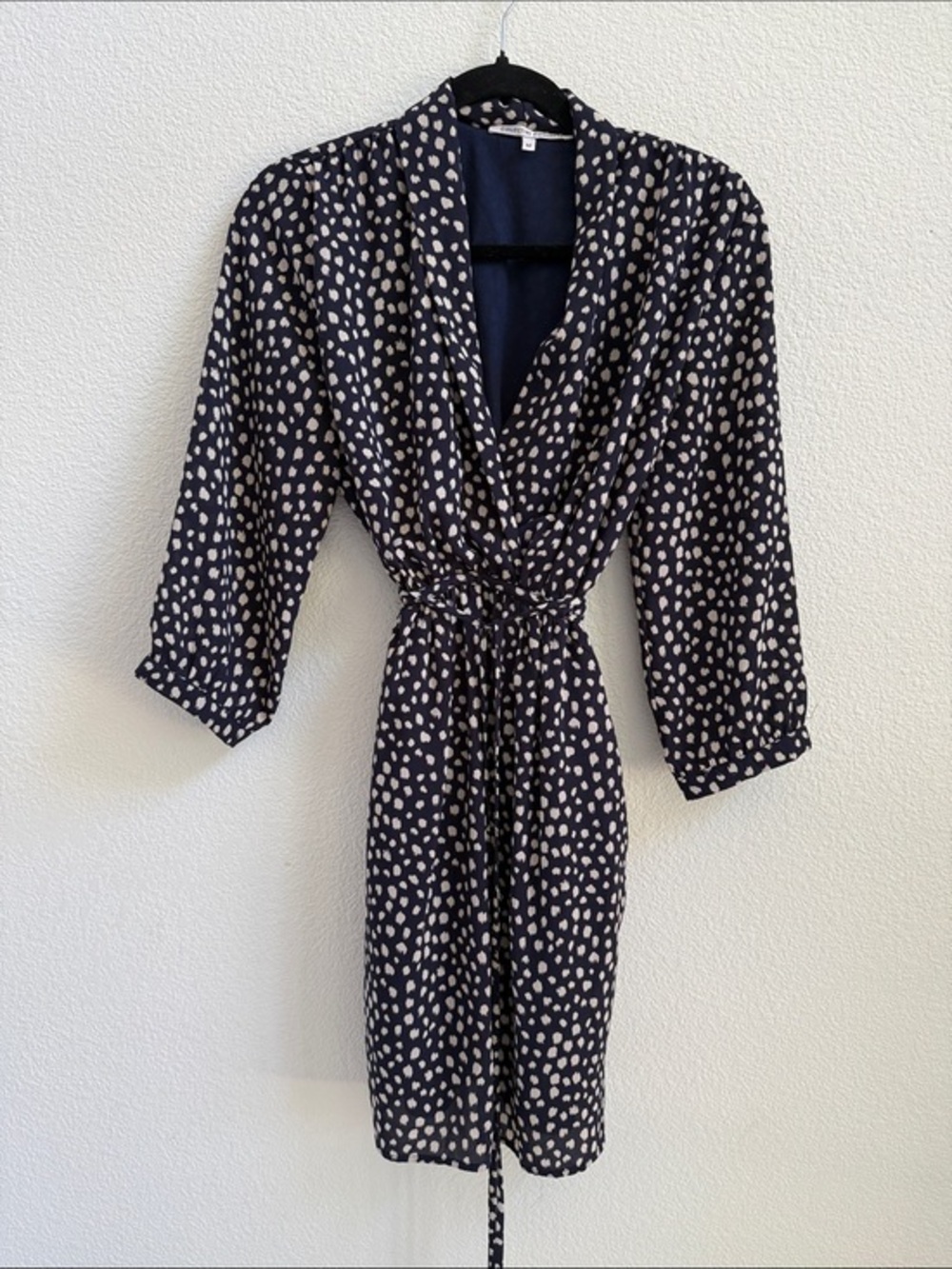 Collective Concepts Navy Polka Dot Tie Waist Dress Size M